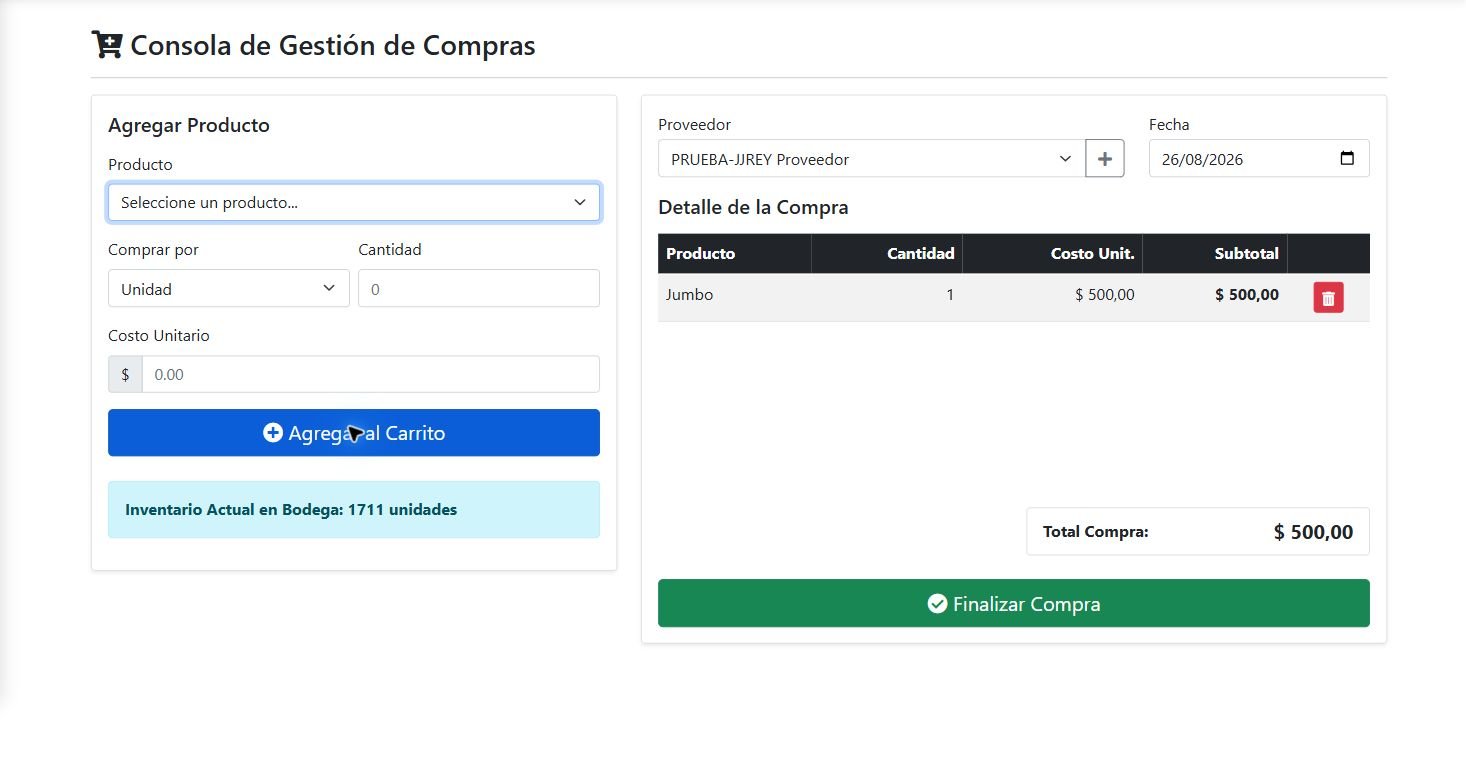 Consola de compras con producto en el carrito y proveedor seleccionado