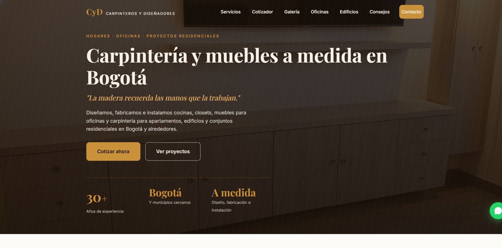 Página web de Carpintería CyD desarrollada por JJRey